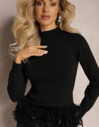 elsa.m by may Maletă Rebrată Negră cu pene la bază Igdaia