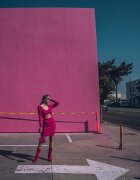 elsa.m by may Mini Rochie Fucsia Nervurată mulată cu legătură și decupaj Xerdessa