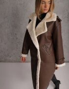 elsa.m by may Palton Maro Dublu-rând Oversize din Piele Ecologică și Blană Vess