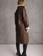 elsa.m by may Palton Maro Dublu-rând Oversize din Piele Ecologică și Blană Vess