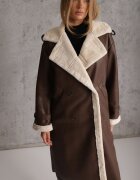 elsa.m by may Palton Maro Dublu-rând Oversize din Piele Ecologică și Blană Vess