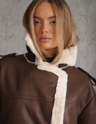 elsa.m by may Palton Maro Dublu-rând Oversize din Piele Ecologică și Blană Vess
