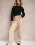 elsa.m by may Pantaloni Bej deschis Largi din Imitație de Piele Narash