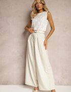 elsa.m by may Pantaloni Bej deschis Largi stil Palazzo cu curea Detalia