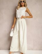 elsa.m by may Pantaloni Bej deschis Largi stil Palazzo cu curea Detalia