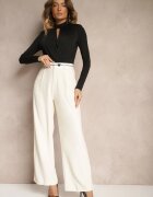 elsa.m by may Pantaloni bej largi cu talie înaltă cu paspoal Verillia