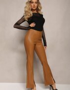 elsa.m by may Pantaloni clopot bej din imitație de piele Idenna