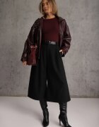 elsa.m by may Pantaloni culottes casual din vâscoză și bumbac cu curea cu cataramă Jumorla Negri