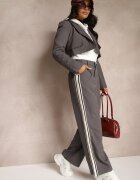 elsa.m by may Pantaloni de Costum Gri cu Croială Largă Talie Înaltă decorate cu Lampasuri Meloriah