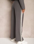 elsa.m by may Pantaloni de Costum Gri cu Croială Largă Talie Înaltă decorate cu Lampasuri Meloriah