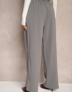 elsa.m by may Pantaloni de costum largi gri cu elastic în talie și curea decorativă Verillias