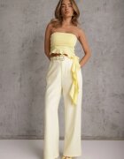 elsa.m by may Pantaloni eleganți cu croială largă și curea decorativă Airia Galbeni