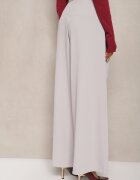 elsa.m by may Pantaloni eleganți gri în stil costum cu talie înaltă decorați cu curea în talie Wenelsea