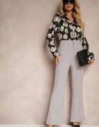 elsa.m by may Pantaloni Gri Casual Evazați Talie Înaltă Uinna