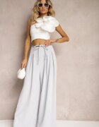 elsa.m by may Pantaloni Largi Albastru deschis Talie înaltă Cu fermoar Cu cordon în talie Vikonnia