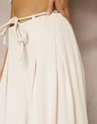 elsa.m by may Pantaloni Largi Bej Deschis High Waist Cu Fermoar Cu Legătură în Talie Vikonnia