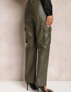 elsa.m by may Pantaloni Largi Verde închis stil Cargo cu Buzunare cu Clape Mixana