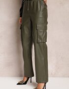 elsa.m by may Pantaloni Largi Verde închis stil Cargo cu Buzunare cu Clape Mixana
