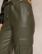 elsa.m by may Pantaloni Largi Verde închis stil Cargo cu Buzunare cu Clape Mixana