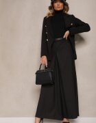 elsa.m by may Pantaloni negri culottes cu curea și croială largă cu aspect de fustă Aimleda