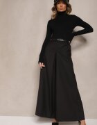 elsa.m by may Pantaloni negri culottes cu curea și croială largă cu aspect de fustă Aimleda