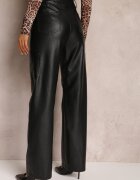 elsa.m by may Pantaloni Negri din imitație de piele Largi Narash