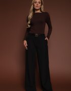 elsa.m by may Pantaloni Negri Largi De costum Decorați Cu o curea Cirrive