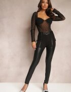elsa.m by may Pantaloni Negri Skinny din Imitație de Piele și Curea Bisrattema