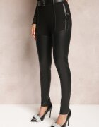 elsa.m by may Pantaloni Negri Skinny din Imitație de Piele și Curea Bisrattema