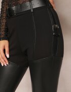 elsa.m by may Pantaloni Negri Skinny din Imitație de Piele și Curea Bisrattema