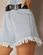 elsa.m by may Pantaloni scurți Albastru deschis cu Cordon din Imitație de piele Decorați cu Margini franjurate Lienara