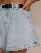 elsa.m by may Pantaloni scurți Albastru deschis din Bumbac High Waist Decorați cu Cordon Saromine