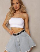 elsa.m by may Pantaloni scurți Albastru Din denim Croială lejeră Cu curea Cu cataramă Eleda