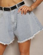 elsa.m by may Pantaloni scurți Albastru Din denim Croială lejeră Cu curea Cu cataramă Eleda