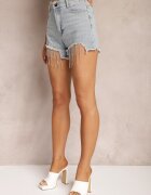 elsa.m by may Pantaloni scurți Denim Albastru deschis din Bumbac Talie înaltă cu Zirconiu și cu aspect uzat Tiamelba