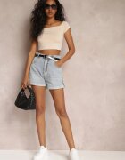 elsa.m by may Pantaloni scurți din denim albastru deschis largi cu curea Julchen
