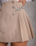 elsa.m by may Pantaloni scurți Fustă Bej decorate cu nasturi perle și zirconii închise cu fermoar ascuns Pelilla