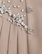 elsa.m by may Pantaloni scurți Fustă Bej decorate cu nasturi perle și zirconii închise cu fermoar ascuns Pelilla