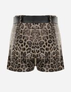 elsa.m by may Pantaloni scurți-fustă Maro leopard din piele ecologică Talie înaltă cu curea Alleana