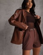 elsa.m by may Pantaloni scurți Maro Talie Înaltă Stil Elegant cu Cingătoare Subțire cu Cataramă Rissarie