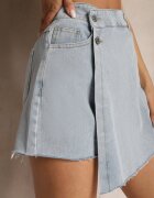 elsa.m by may Pantaloni scurți Moongela Fustă-Pantaloni scurți Albastre din denim cu Volan Asimetric