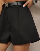 elsa.m by may Pantaloni scurți negri lejeri cu curea și cataramă fluture și buzunare Verithria