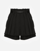 elsa.m by may Pantaloni scurți tip fustă negri Plisați High Waist decorați cu curea Eranivia