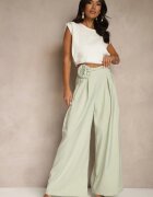 elsa.m by may Pantaloni Verzi cu croială largă High Waist cu floare 3D Firalisse