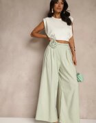 elsa.m by may Pantaloni Verzi cu croială largă High Waist cu floare 3D Firalisse