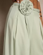 elsa.m by may Pantaloni Verzi cu croială largă High Waist cu floare 3D Firalisse