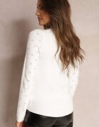 elsa.m by may Pulover Alb Clasic din Vascoză cu Zirconii Decorative Navaxe