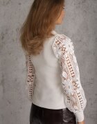 elsa.m by may Pulover Alb cu Mânecă Bufantă și din Dantelă Haidione