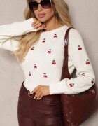 elsa.m by may Pulover Alb cu Vâscoză și Cireșe Brodate Vaioria