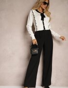 elsa.m by may Pulover alb cu viscoză cu nasturi ornamentali și fundă în stil retro Miaraine